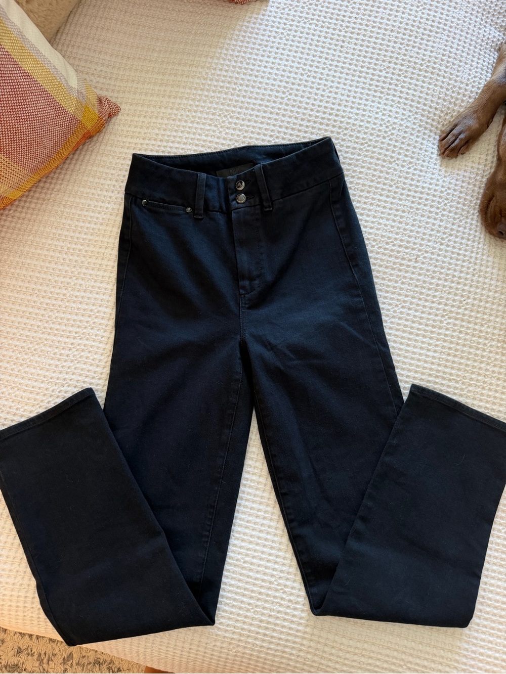 Paige Stella High Rise Dark Denim Straight Leg Jeans